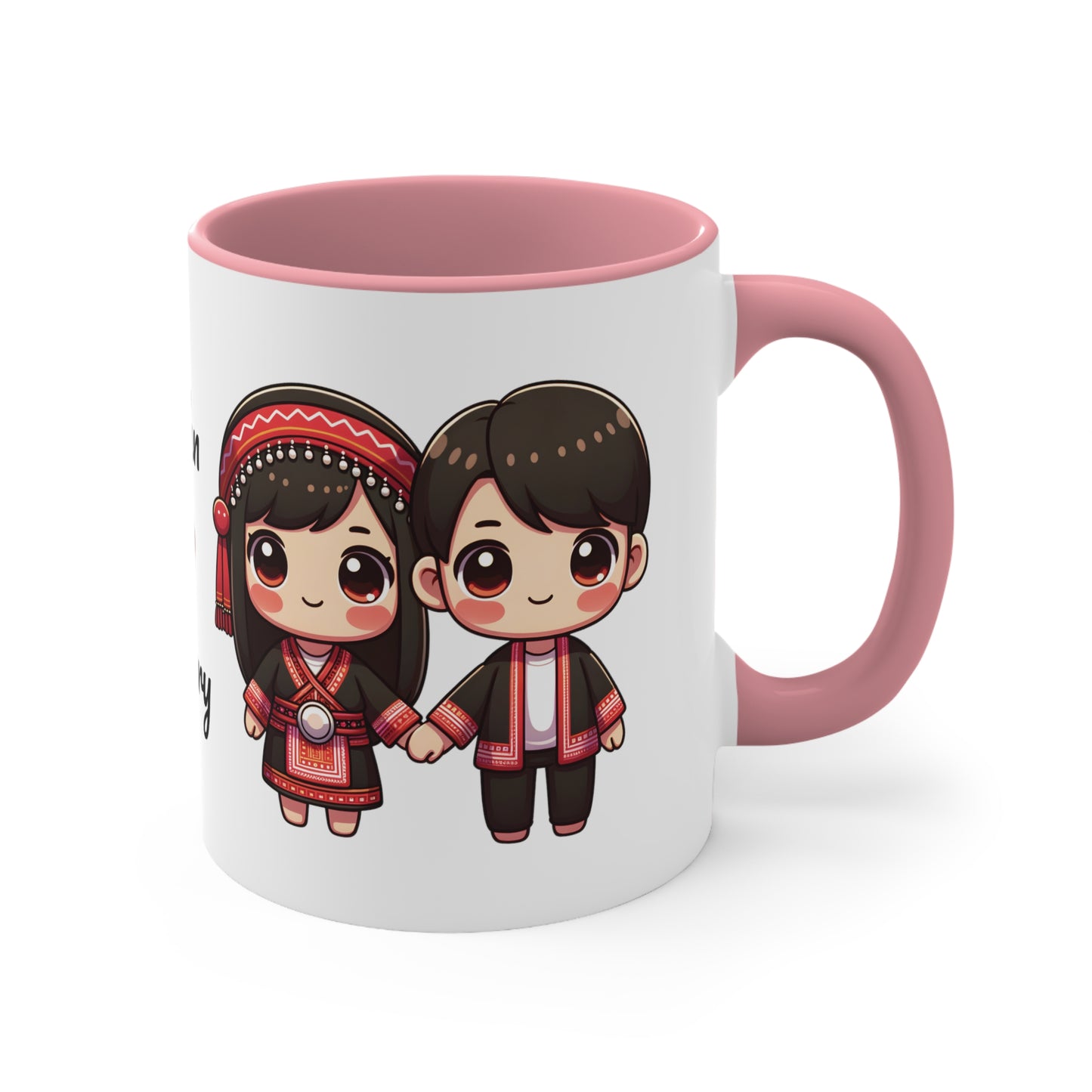 Hmong Couple Red Collection 1 Personalized Cute - Custom Accent Coffee Mug, 11oz