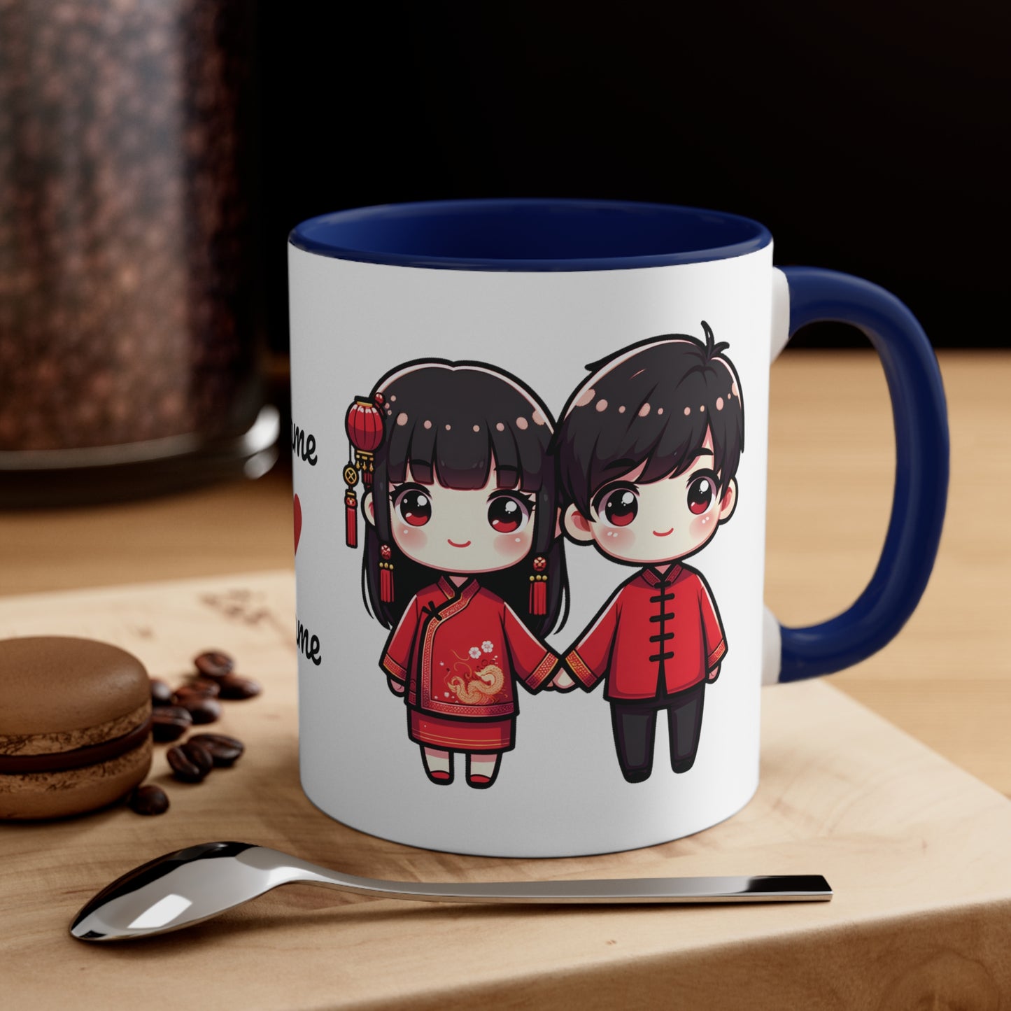 Chinese Couple in Chinese Clothes Collection 3 Personalized Cute - Custom Accent Coffee Mug, 11oz