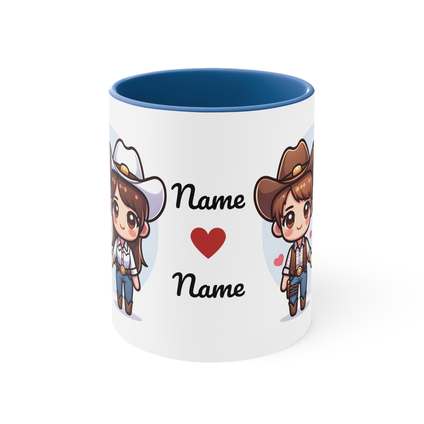 Cowboy Couple Collection 5 Personalized Cute - Custom Accent Coffee Mug, 11oz