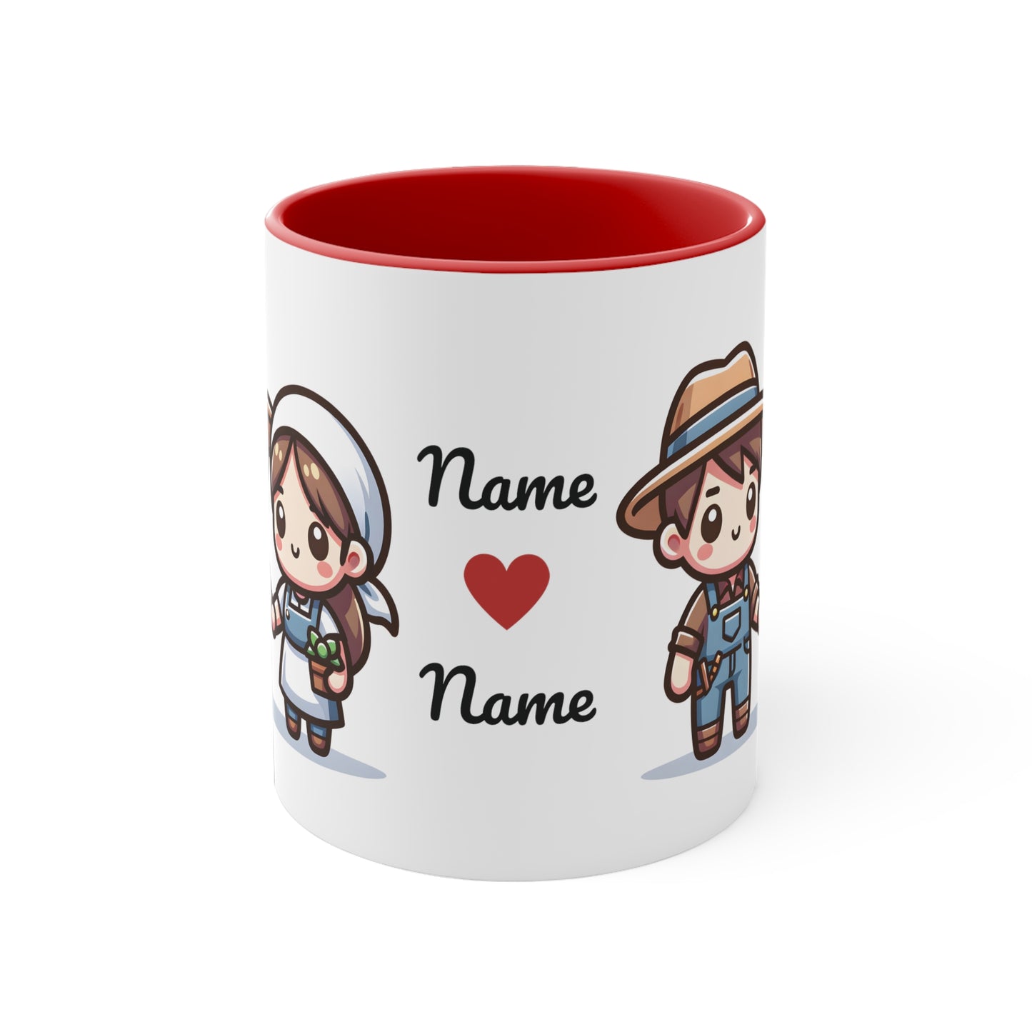 Farmer Couple Collection 5 Personalized Cute - Custom Accent Coffee Mug, 11oz