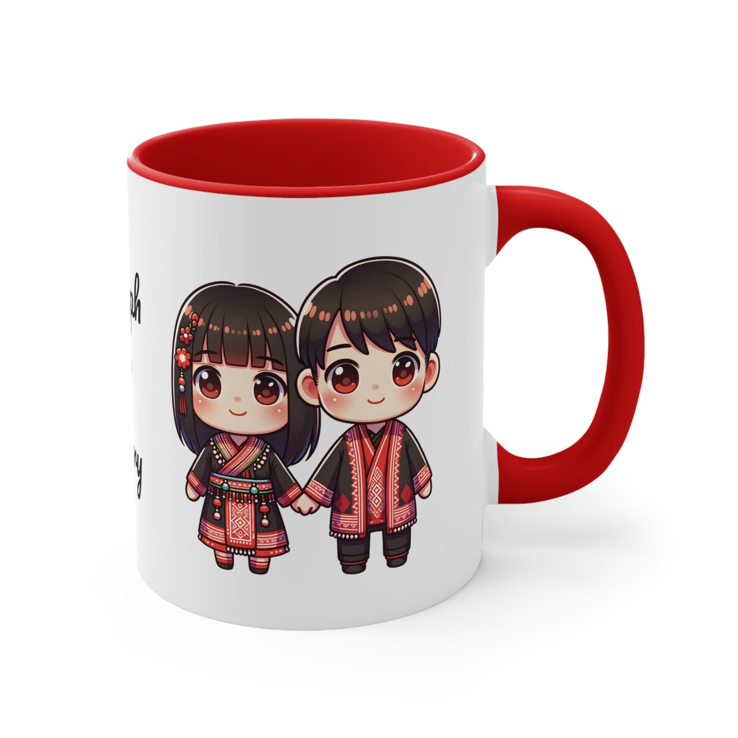 Hmong Couple Red Collection 4 Personalized Cute - Custom Accent Coffee Mug, 11oz