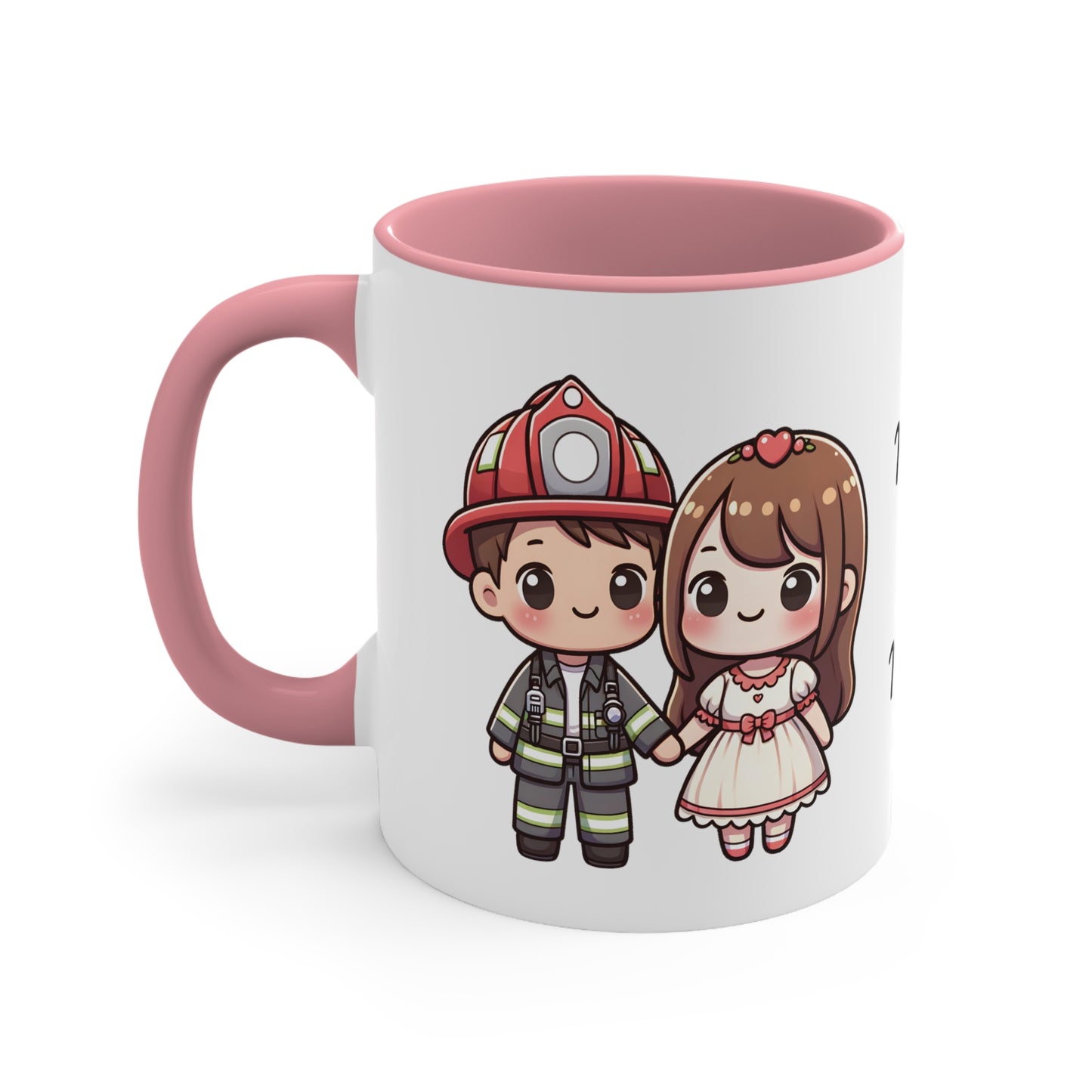 Firefighter Couple Collection 6 Personalized Cute - Custom Accent Coffee Mug, 11oz