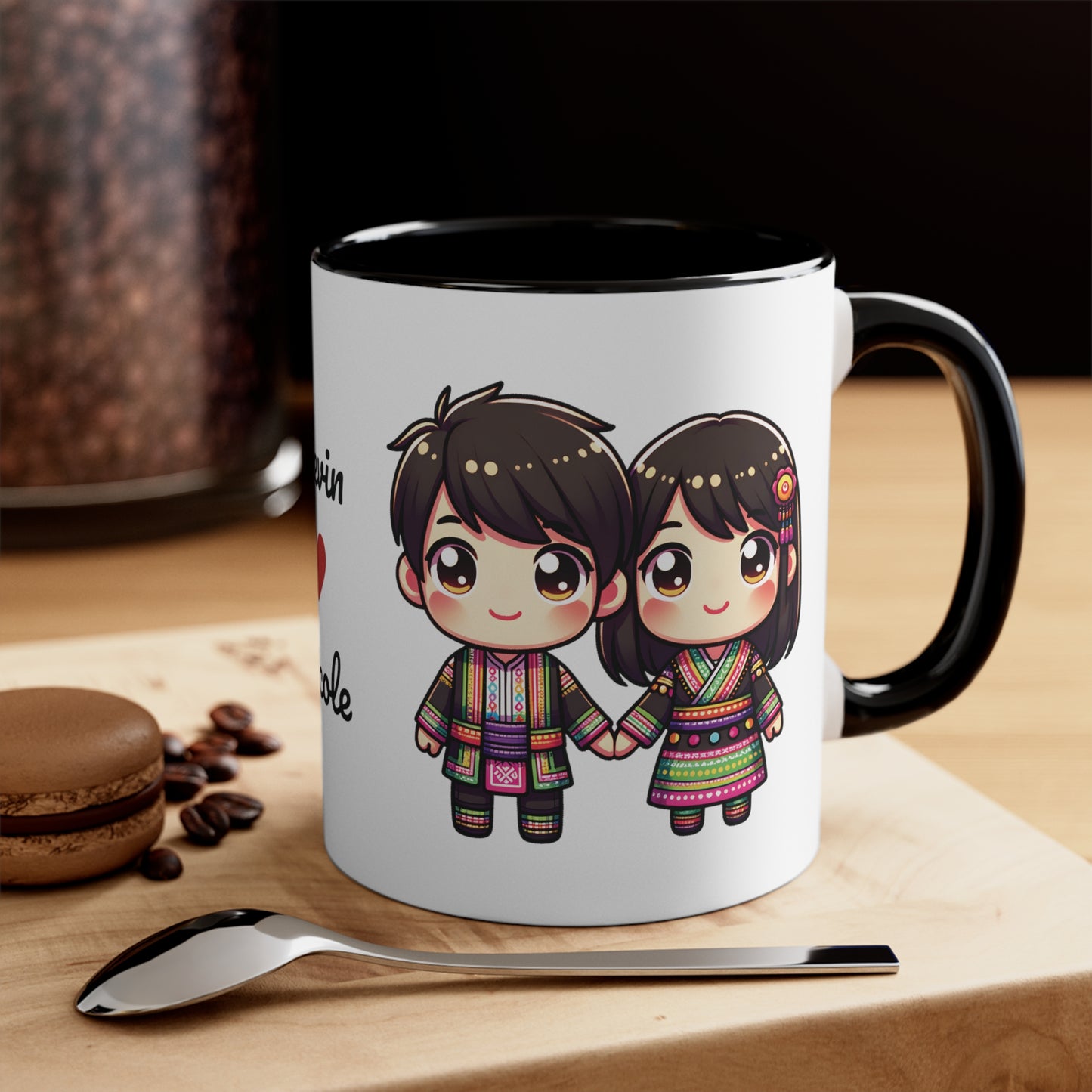 Hmong Couple Colorful Collection 4 Personalized Cute - Custom Accent Coffee Mug, 11oz