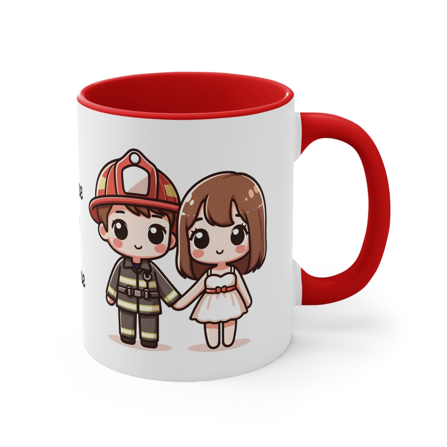 Firefighter Couple Collection 5 Personalized Cute - Custom Accent Coffee Mug, 11oz