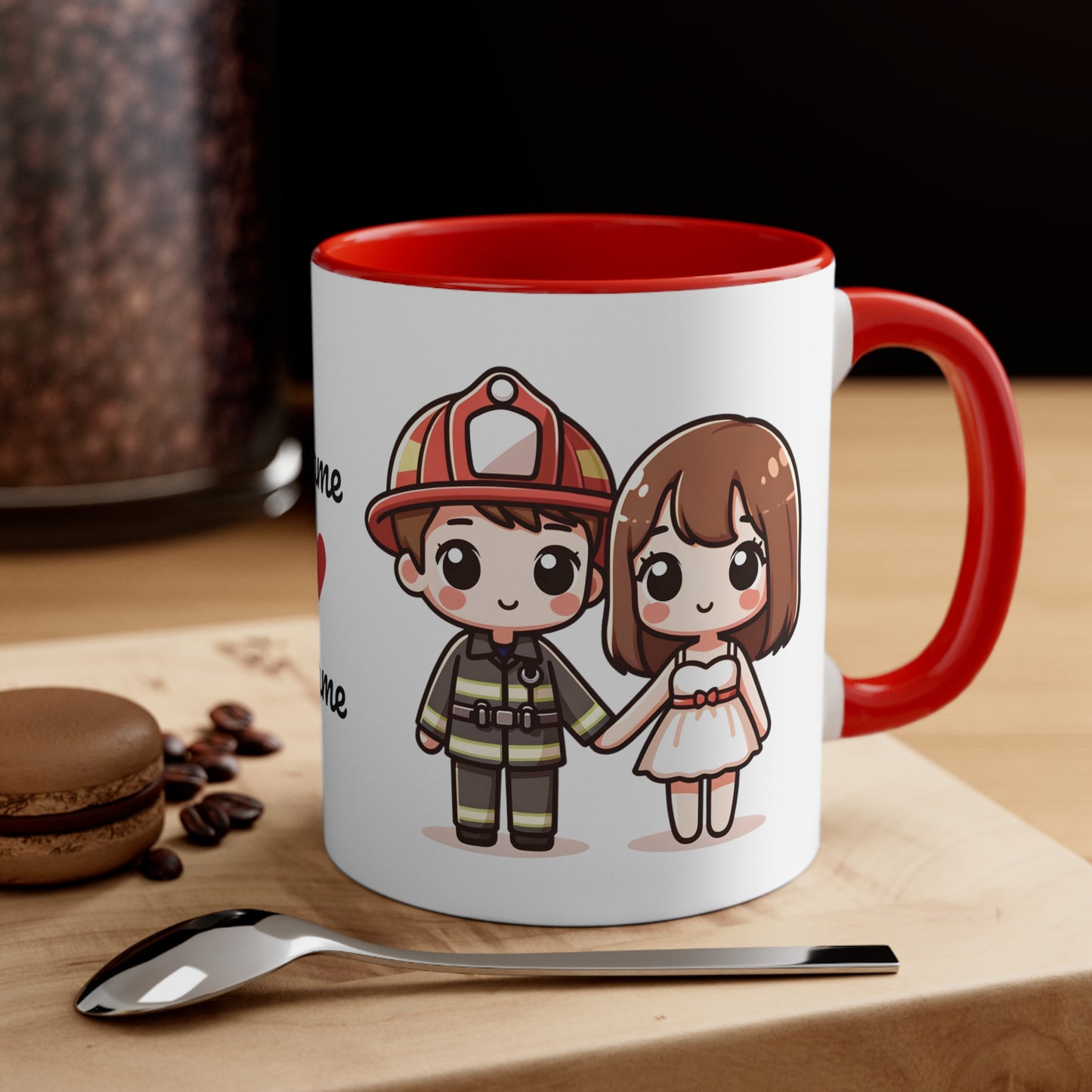 Firefighter Couple Collection 5 Personalized Cute - Custom Accent Coffee Mug, 11oz