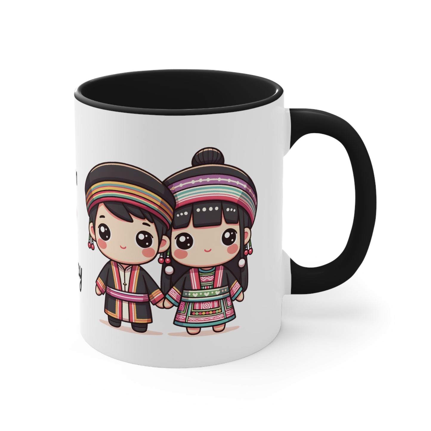 Hmong Couple Colorful Collection 1 Personalized Cute - Custom Accent Coffee Mug, 11oz