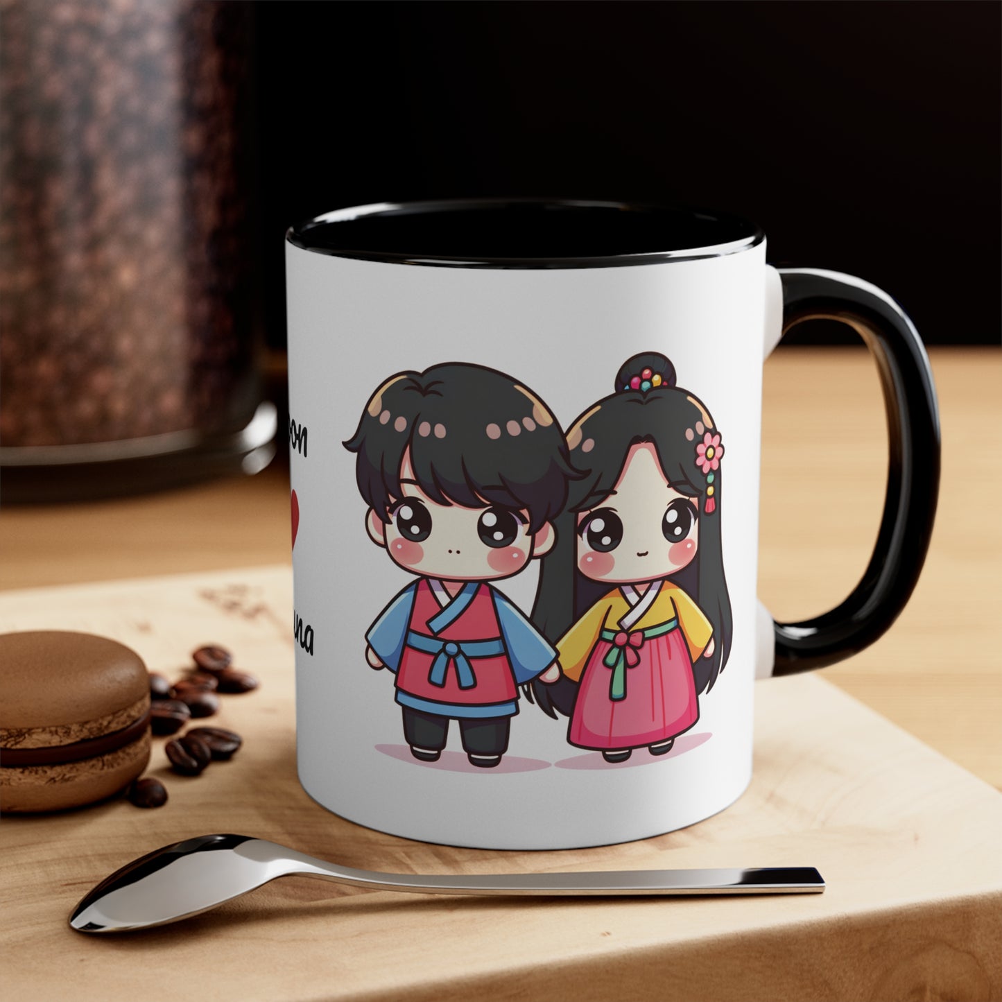 Korean Couple in Korean Clothes Collection 3 Personalized Cute - Custom Accent Coffee Mug, 11oz