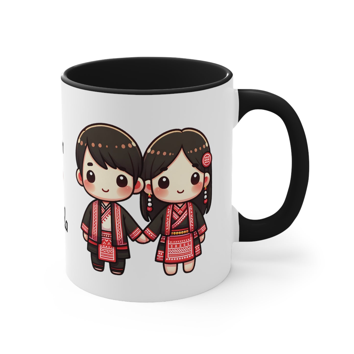 Hmong Couple Red Collection 2 Personalized Cute - Custom Accent Coffee Mug, 11oz