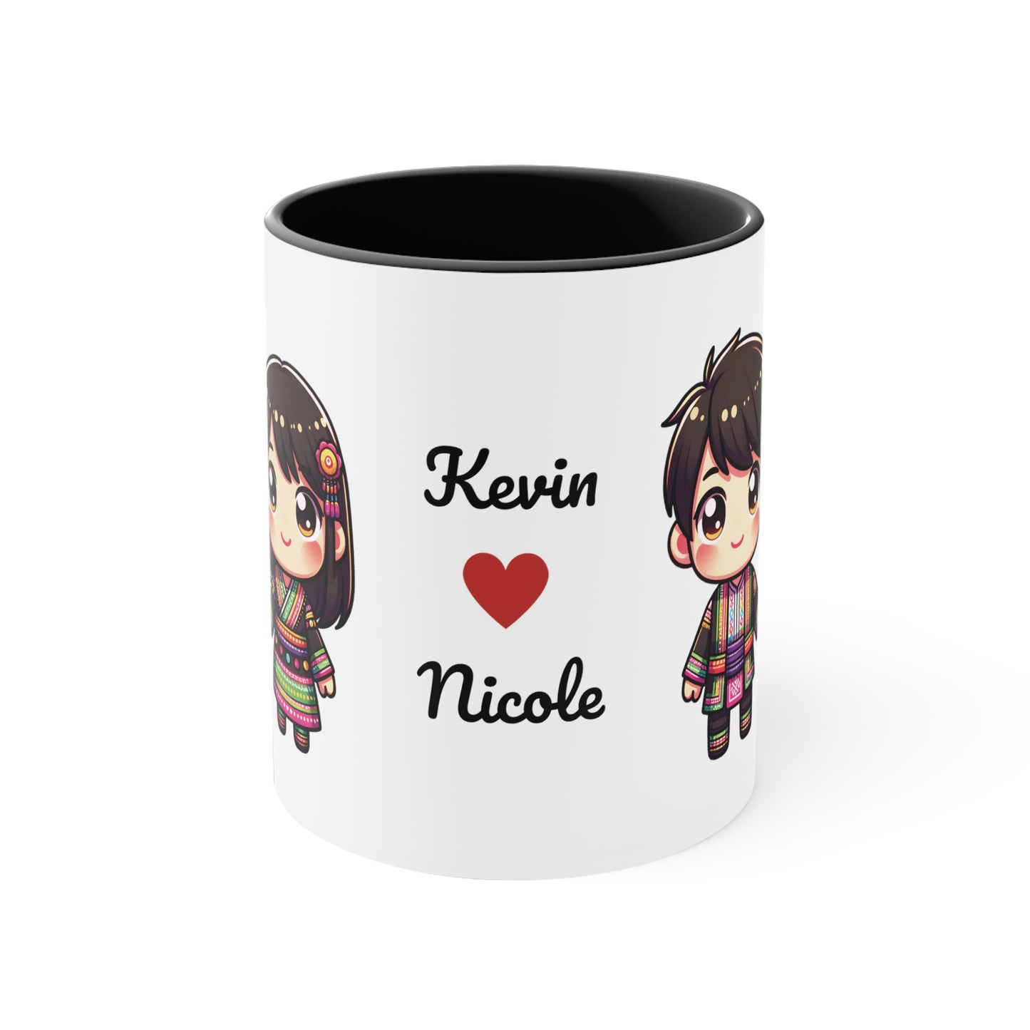 Hmong Couple Colorful Collection 4 Personalized Cute - Custom Accent Coffee Mug, 11oz