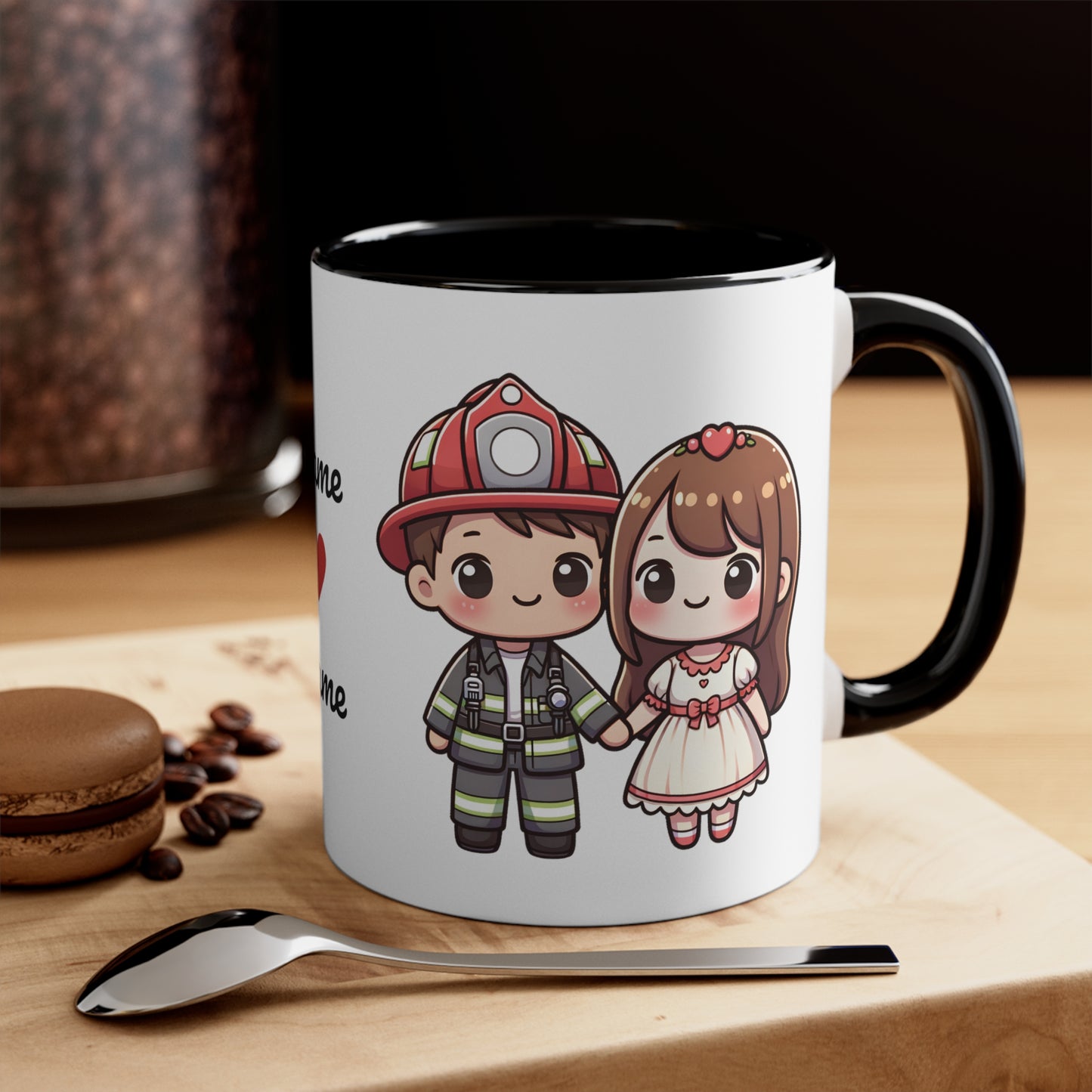 Firefighter Couple Collection 6 Personalized Cute - Custom Accent Coffee Mug, 11oz