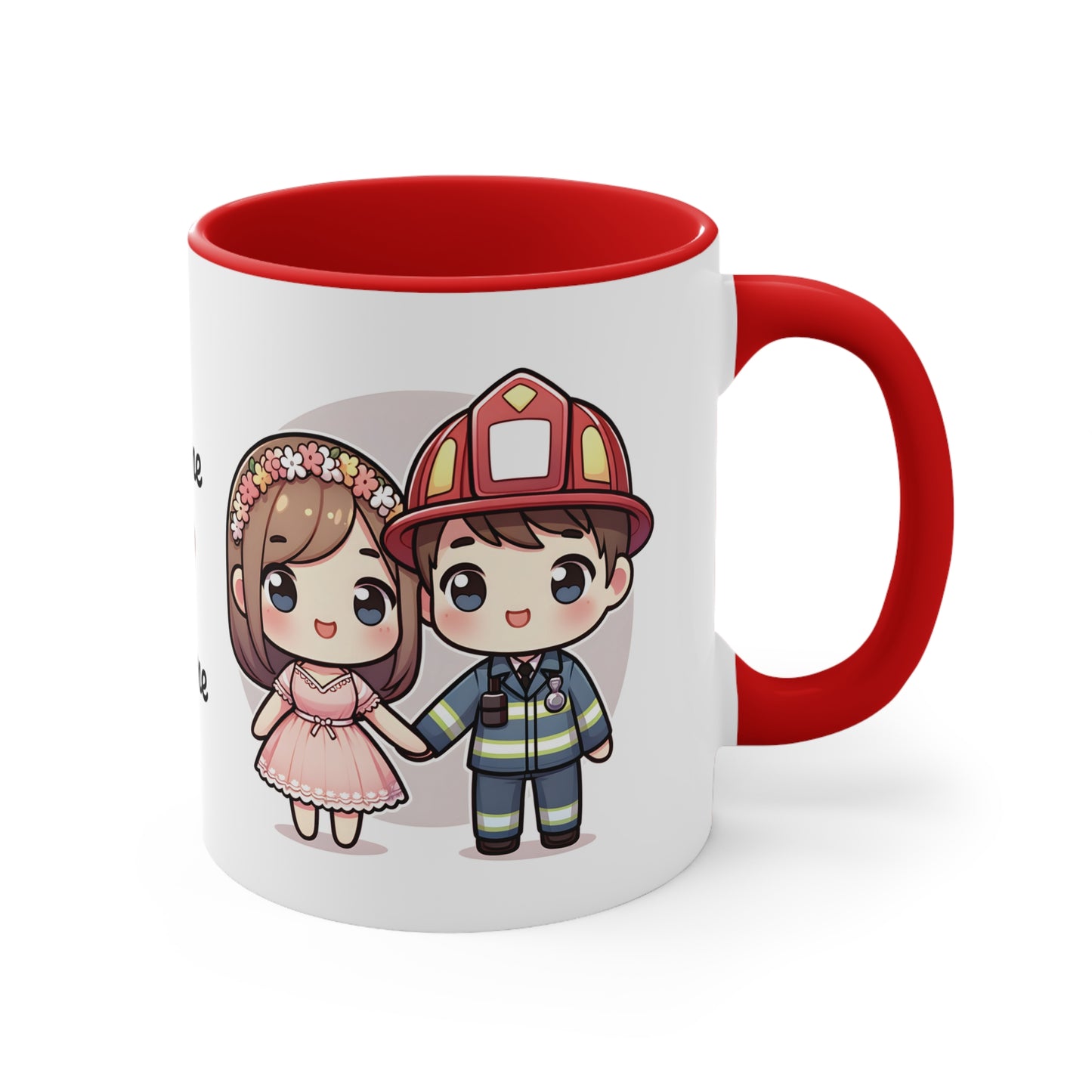 Firefighter Couple Collection 1 Personalized Cute - Custom Accent Coffee Mug, 11oz