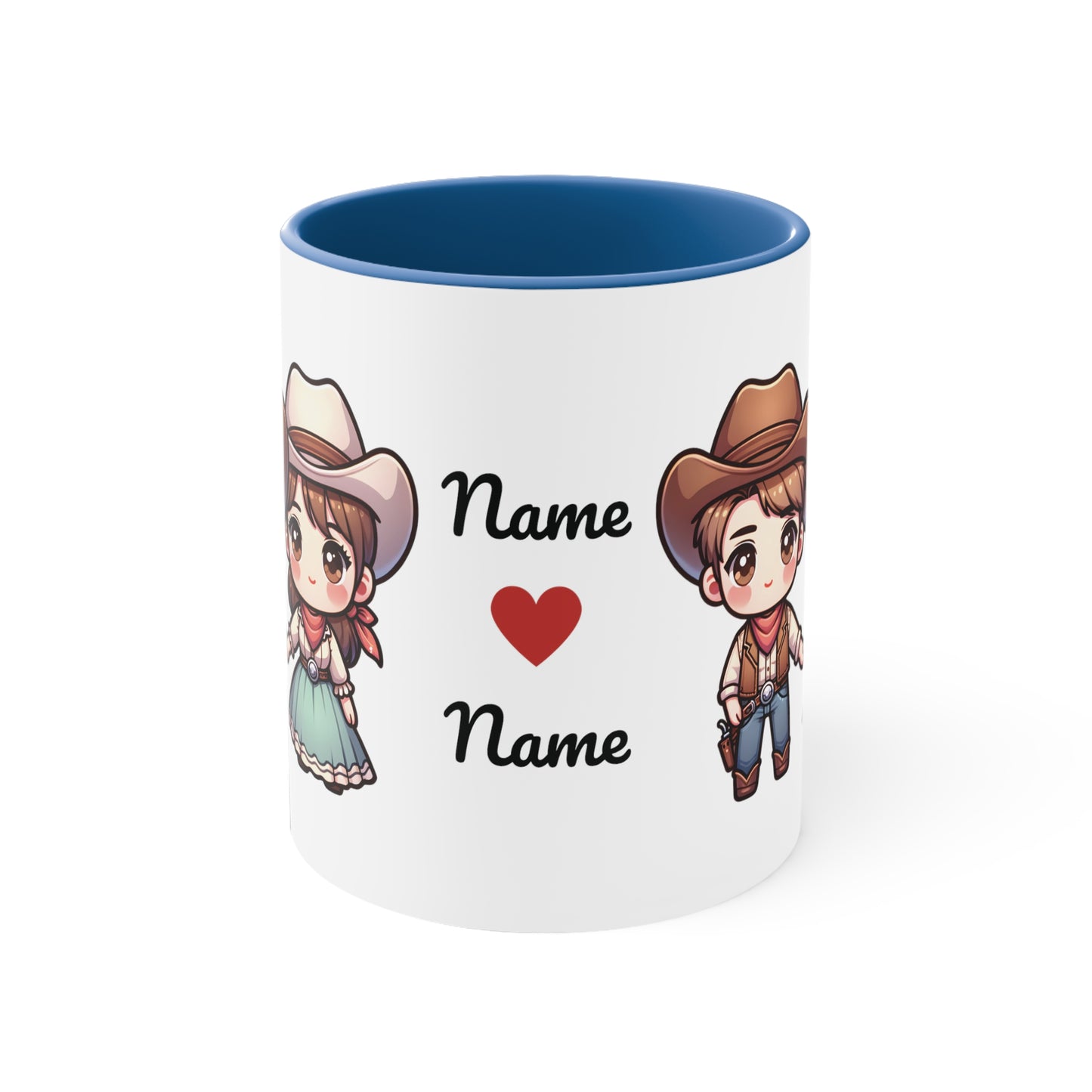 Cowboy Couple Collection 6 Personalized Cute - Custom Accent Coffee Mug, 11oz