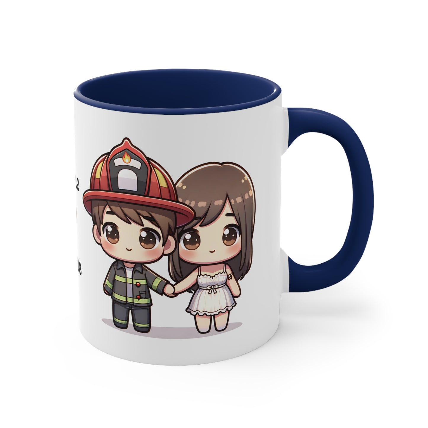 Firefighter Couple Collection 4 Personalized Cute - Custom Accent Coffee Mug, 11oz