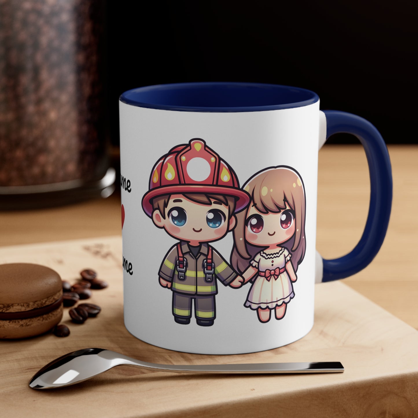 Firefighter Couple Collection 3 Personalized Cute - Custom Accent Coffee Mug, 11oz