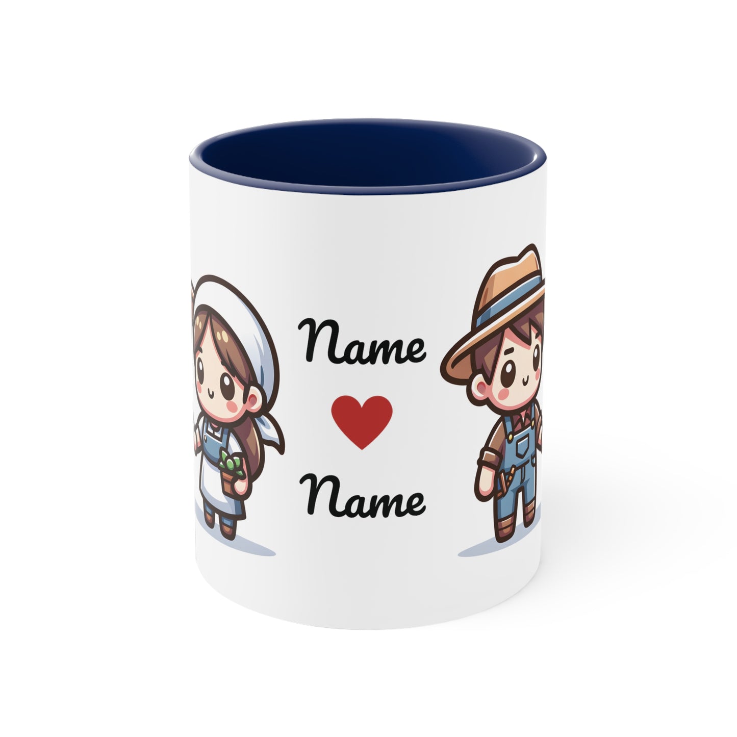 Farmer Couple Collection 5 Personalized Cute - Custom Accent Coffee Mug, 11oz