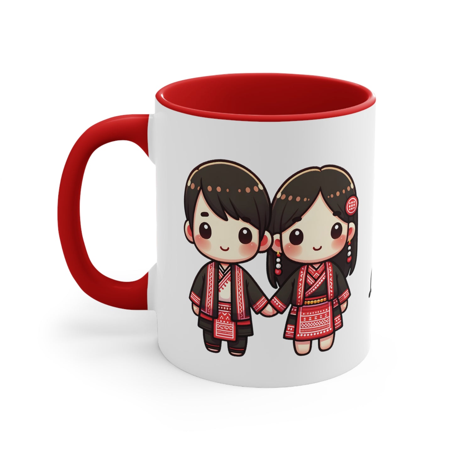 Hmong Couple Red Collection 2 Personalized Cute - Custom Accent Coffee Mug, 11oz