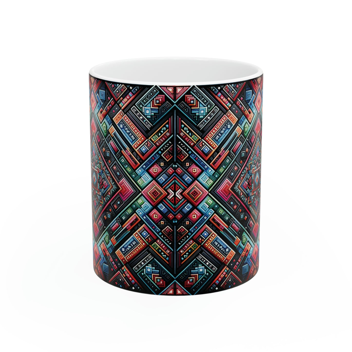 Hmong-Inspired Geometric Ceramic Coffee Mug 12