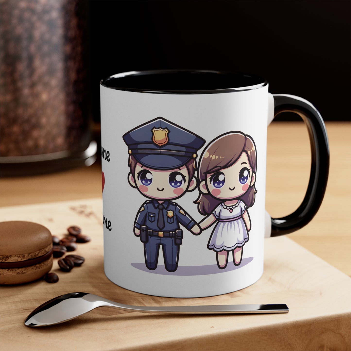 Policeman Couple Collection 2 Personalized Cute - Custom Accent Coffee Mug, 11oz