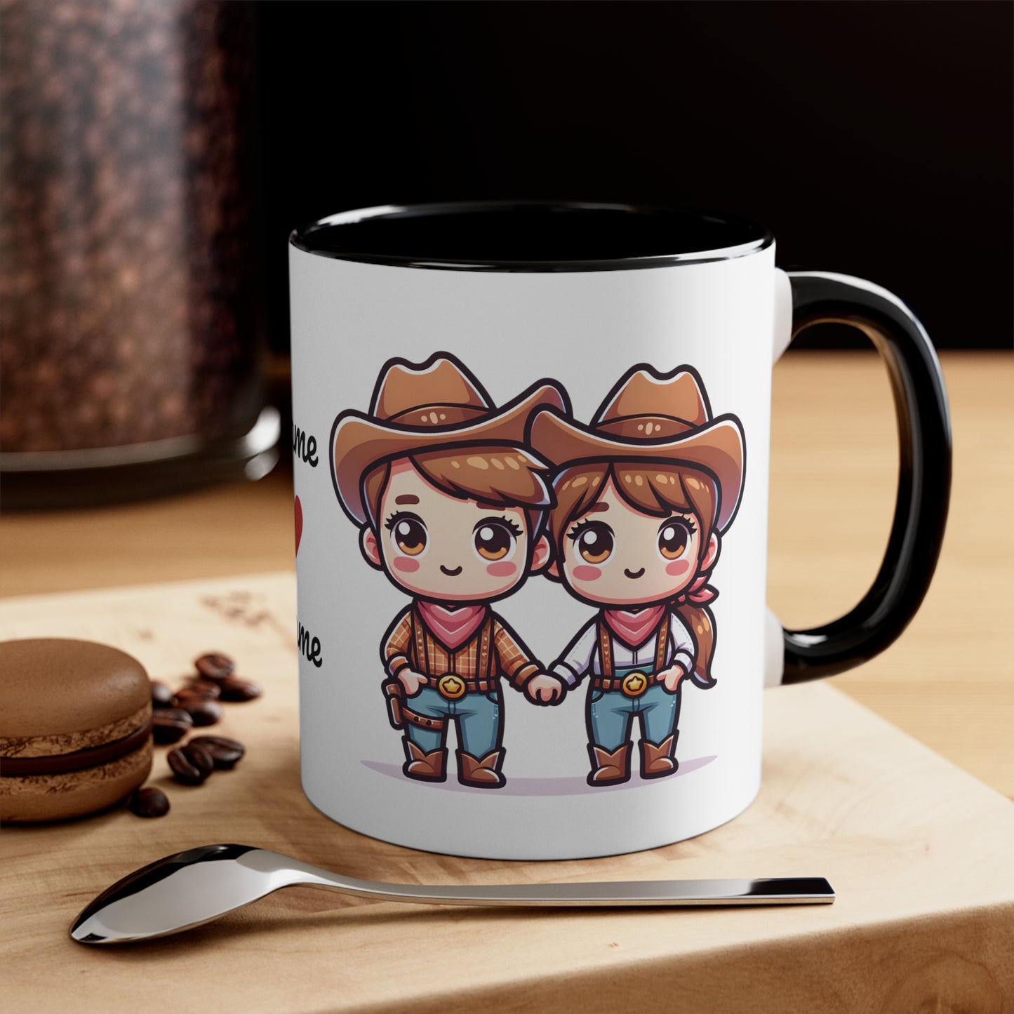 Cowboy Couple Collection 2 Personalized Cute - Custom Accent Coffee Mug, 11oz