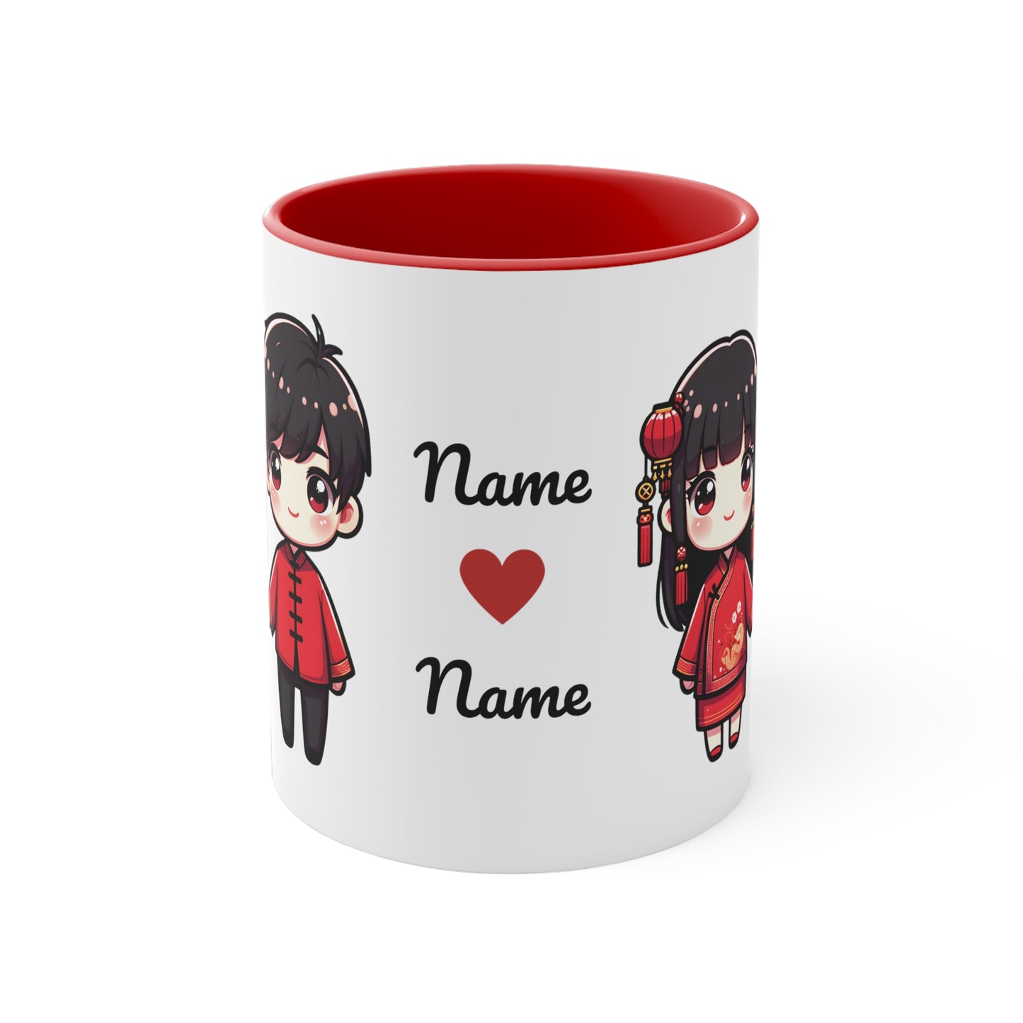 Chinese Couple in Chinese Clothes Collection 3 Personalized Cute - Custom Accent Coffee Mug, 11oz