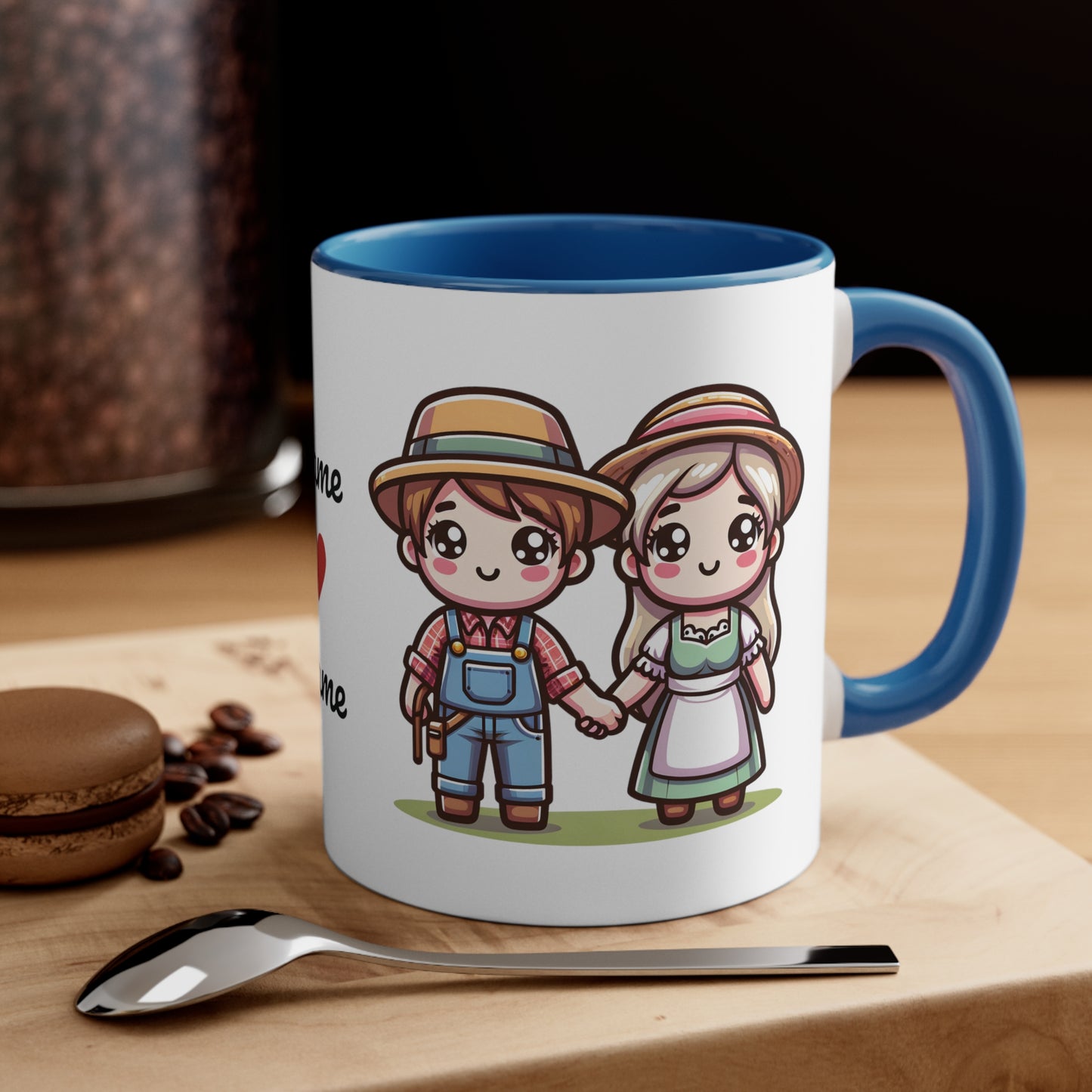 Farmer Couple Collection 2 Personalized Cute - Custom Accent Coffee Mug, 11oz