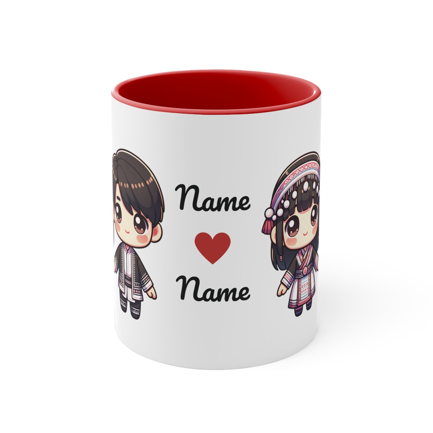 Hmong Couple Traditional Hmong Clothes Collection 2 Personalized Cute - Custom Accent Coffee Mug, 11oz