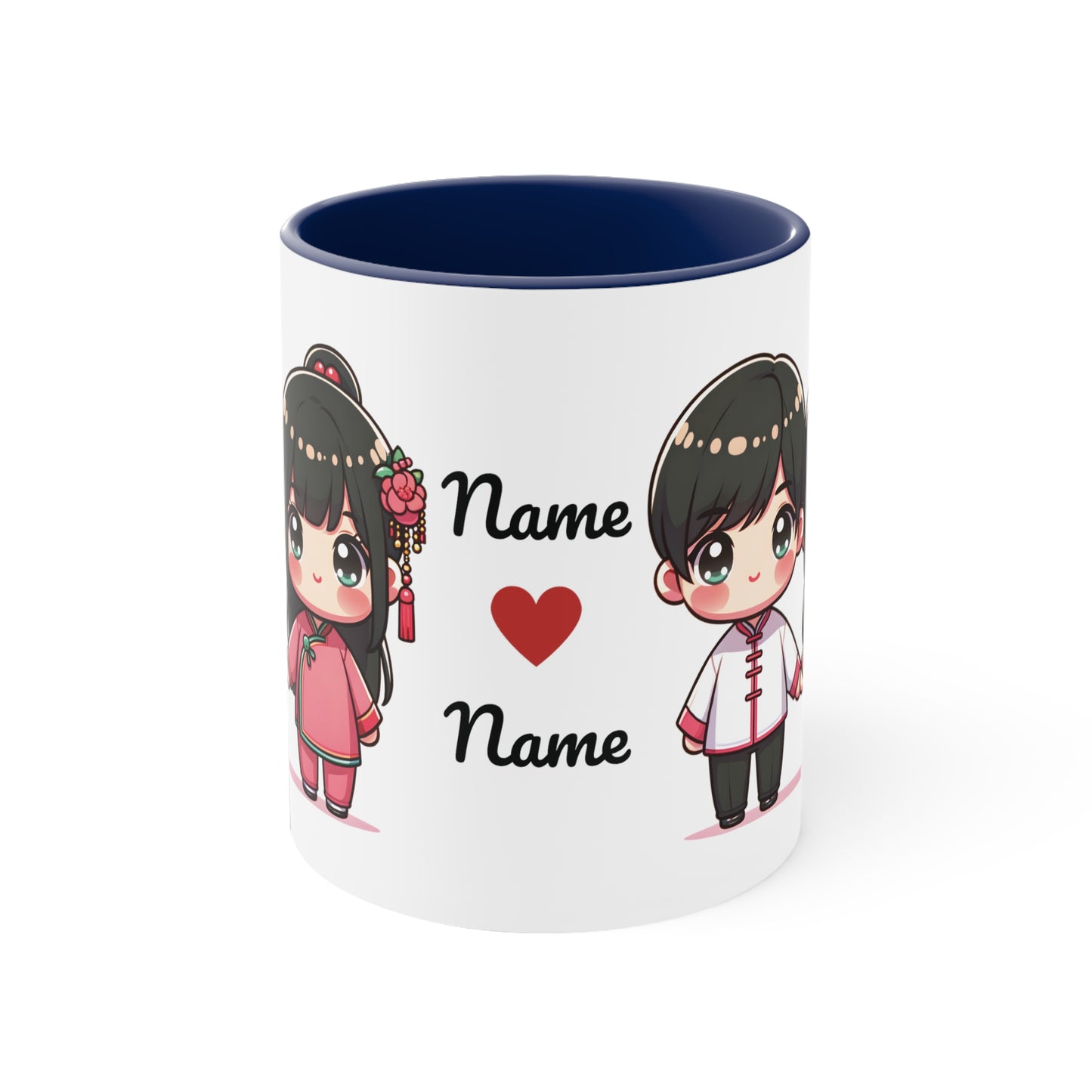 Chinese Couple in Chinese Clothes Collection 3 Personalized Cute - Custom Accent Coffee Mug, 11oz