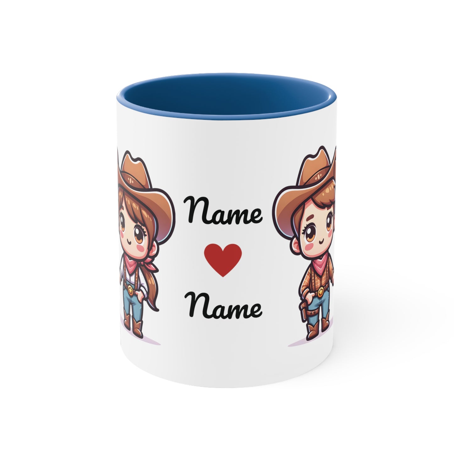 Cowboy Couple Collection 2 Personalized Cute - Custom Accent Coffee Mug, 11oz