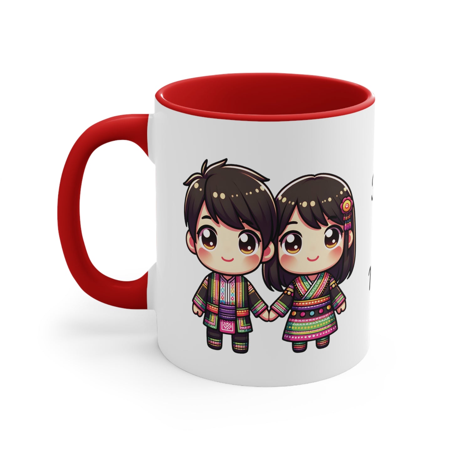 Hmong Couple Colorful Collection 4 Personalized Cute - Custom Accent Coffee Mug, 11oz