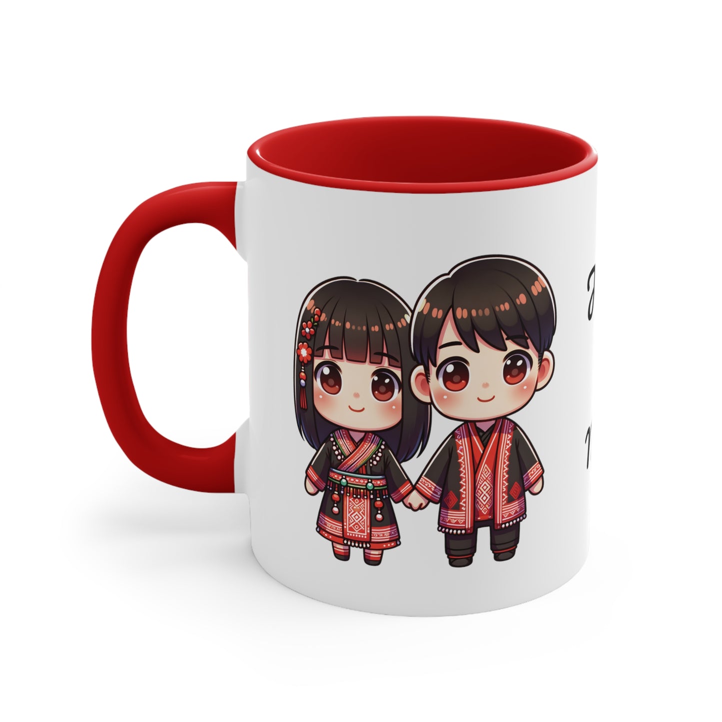 Hmong Couple Red Collection 4 Personalized Cute - Custom Accent Coffee Mug, 11oz