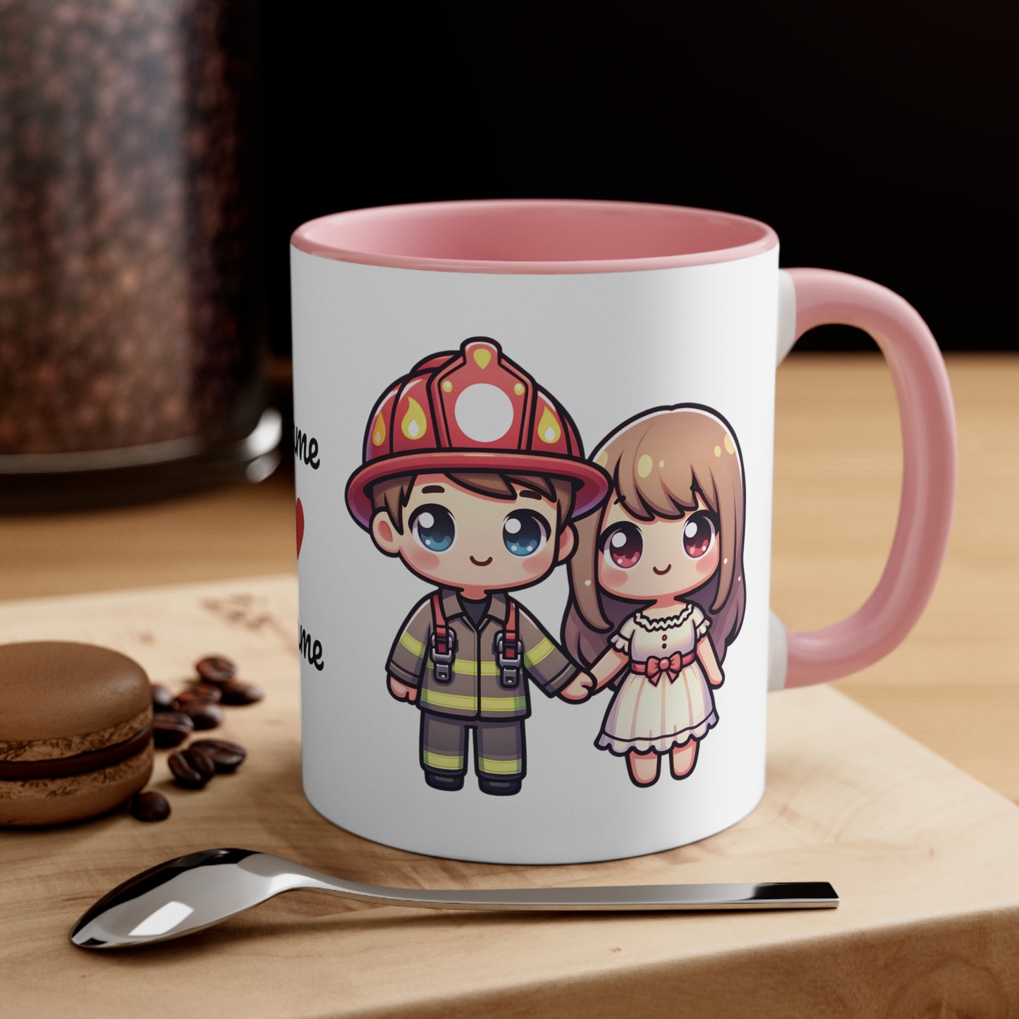 Firefighter Couple Collection 3 Personalized Cute - Custom Accent Coffee Mug, 11oz