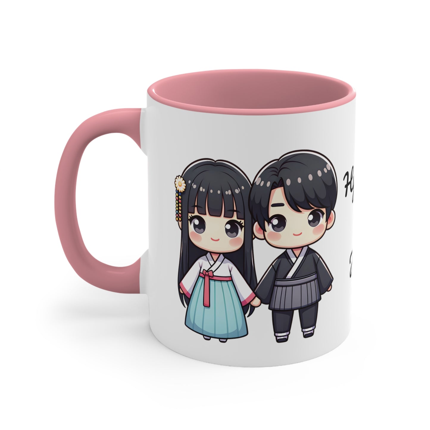 Korean Couple in Korean Clothes Collection 1 Personalized Cute - Custom Accent Coffee Mug, 11oz