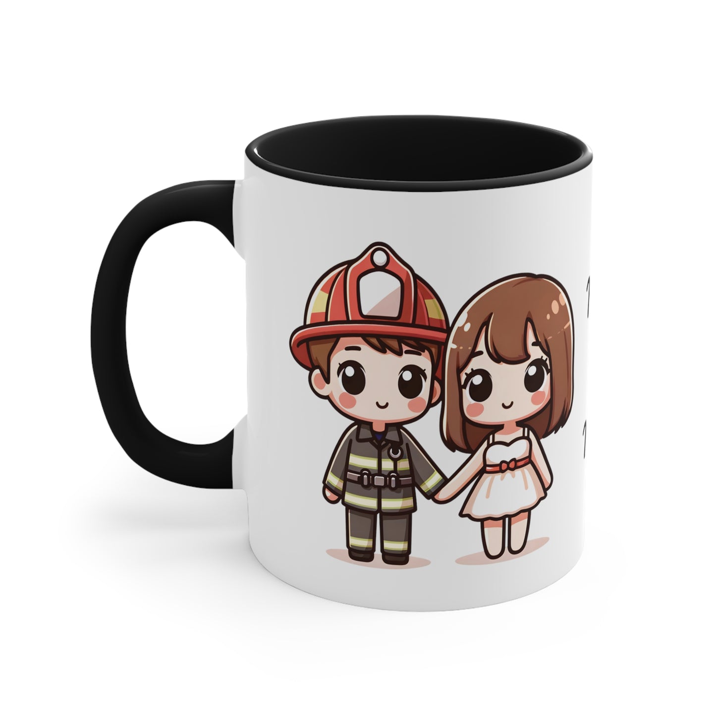 Firefighter Couple Collection 5 Personalized Cute - Custom Accent Coffee Mug, 11oz