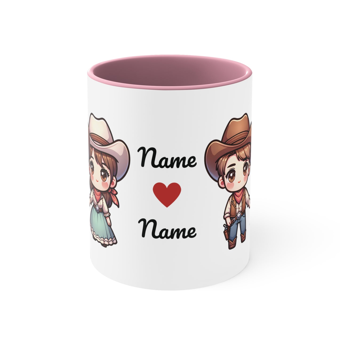 Cowboy Couple Collection 6 Personalized Cute - Custom Accent Coffee Mug, 11oz