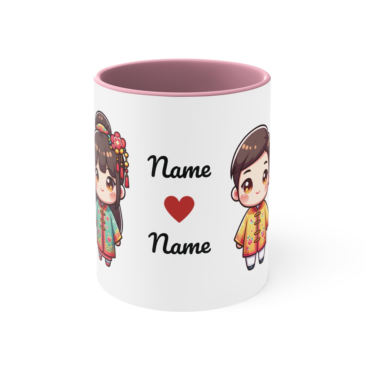 Chinese Couple in Chinese Clothes Collection 5 Personalized Cute - Custom Accent Coffee Mug, 11oz