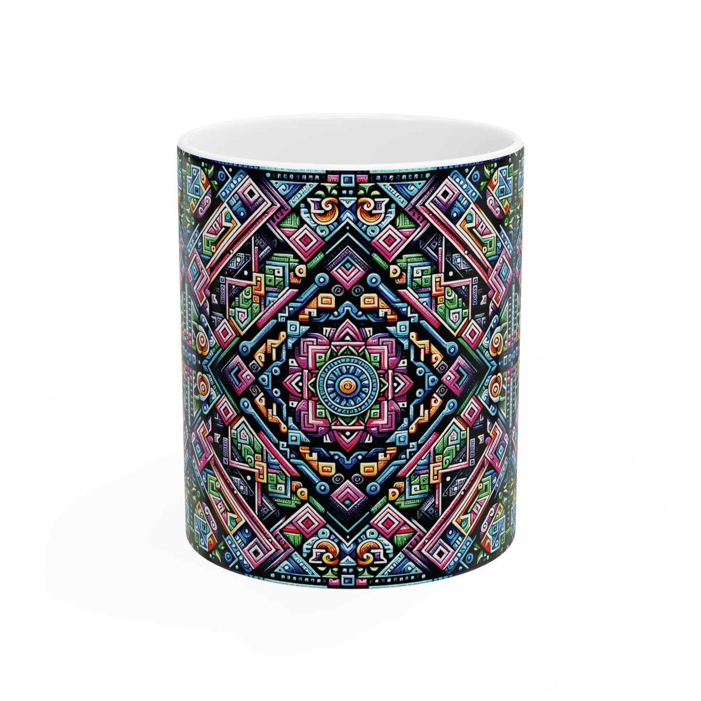 Hmong-Inspired Geometric Ceramic Coffee Mug 5