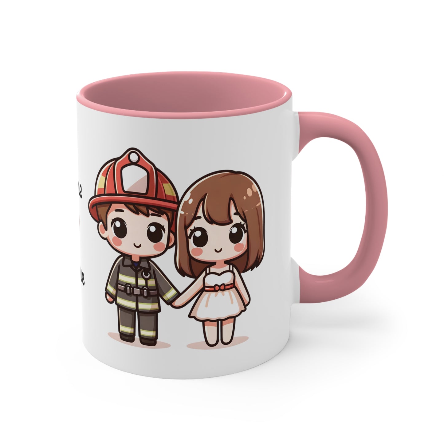 Firefighter Couple Collection 5 Personalized Cute - Custom Accent Coffee Mug, 11oz