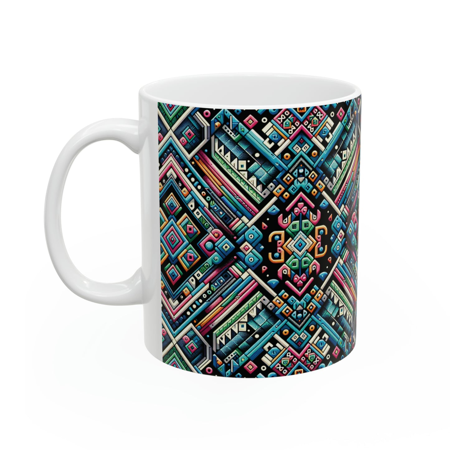 Hmong-Inspired Geometric Ceramic Coffee Mug 1