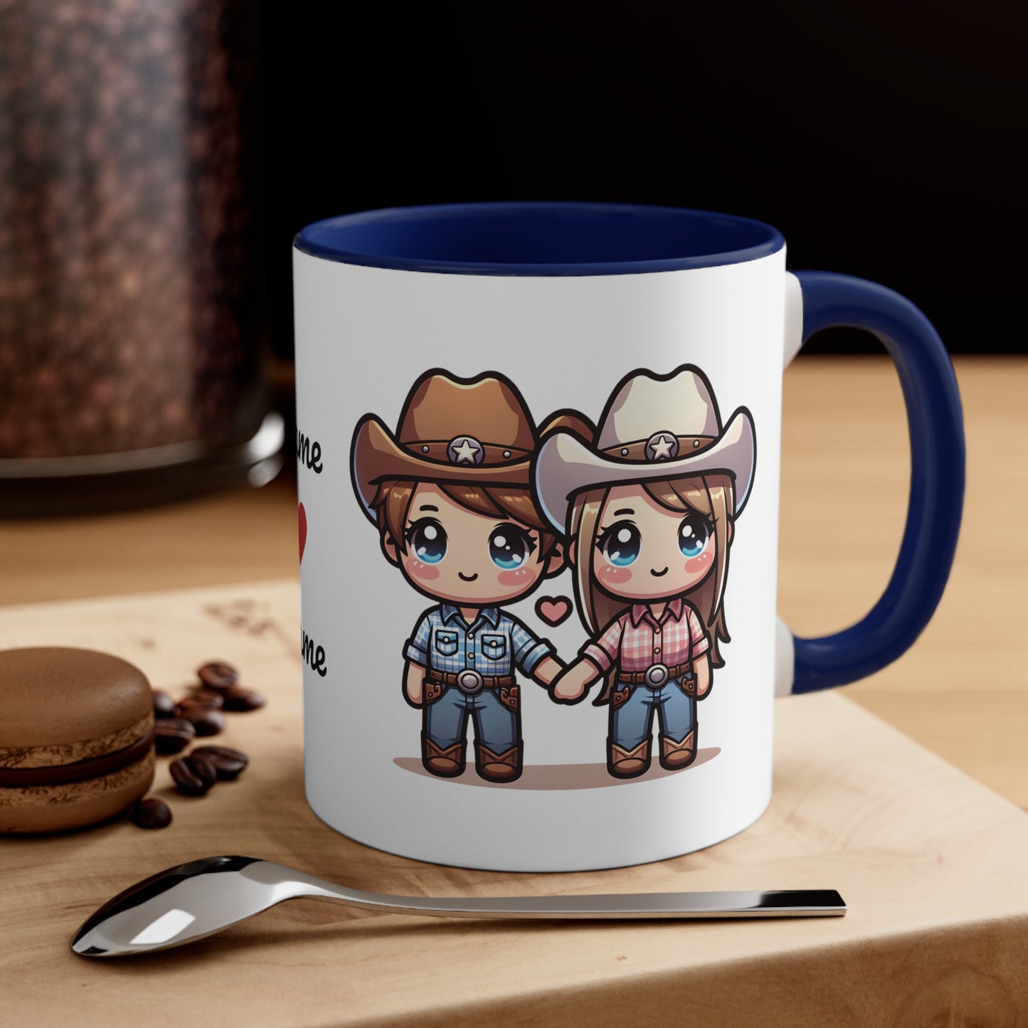 Cowboy Couple Collection 4 Personalized Cute - Custom Accent Coffee Mug, 11oz